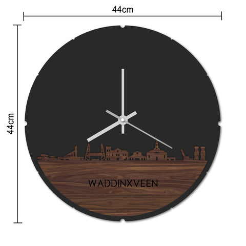Skyline Klok Rond Waddinxveen Noten houten cadeau decoratie relatiegeschenk van WoodWideCities