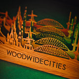 Skyline Klok Rond Wageningen Black Zwart houten cadeau decoratie relatiegeschenk van WoodWideCities