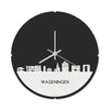Skyline Klok Rond Wageningen Wit glanzend gerecycled kunststof cadeau decoratie relatiegeschenk van WoodWideCities