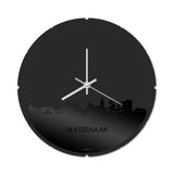 Skyline Klok Rond Wassenaar Zwart glanzend gerecycled kunststof cadeau decoratie relatiegeschenk van WoodWideCities