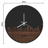 Skyline Klok Rond Weert Eiken houten cadeau decoratie relatiegeschenk van WoodWideCities