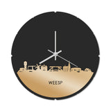 Skyline Klok Rond Weesp Metallic Goud gerecycled kunststof cadeau decoratie relatiegeschenk van WoodWideCities