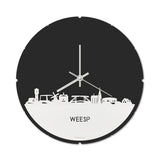 Skyline Klok Rond Weesp Wit glanzend gerecycled kunststof cadeau decoratie relatiegeschenk van WoodWideCities