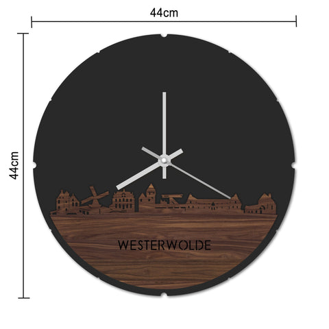 Skyline Klok Rond Westerwolde Bamboe houten cadeau decoratie relatiegeschenk van WoodWideCities