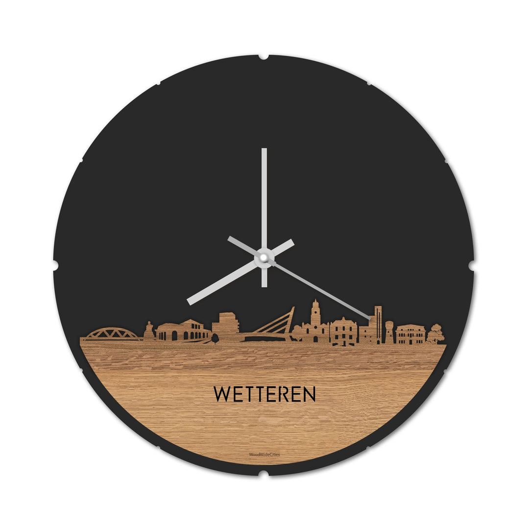 Skyline Klok Wetteren Eiken houten cadeau decoratie relatiegeschenk van WoodWideCities