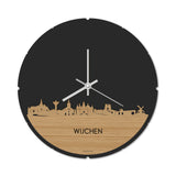 Skyline Klok Rond Wijchen Bamboe houten cadeau decoratie relatiegeschenk van WoodWideCities
