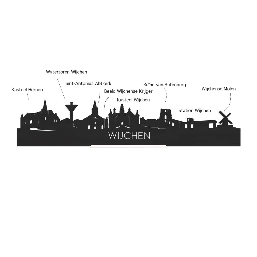 Skyline Klok Rond Wijchen Metallic Goud gerecycled kunststof cadeau decoratie relatiegeschenk van WoodWideCities
