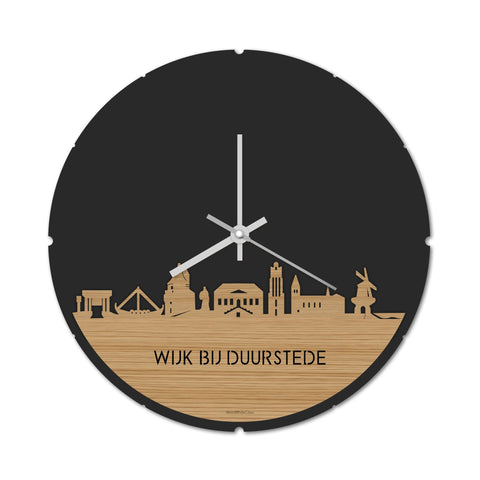Skyline Klok Rond Wijk bij Duurstede Bamboe houten cadeau decoratie relatiegeschenk van WoodWideCities