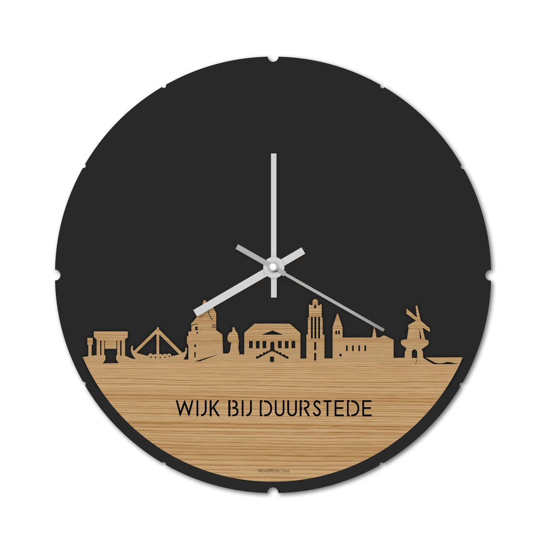 Skyline Klok Rond Wijk bij Duurstede Bamboe houten cadeau decoratie relatiegeschenk van WoodWideCities
