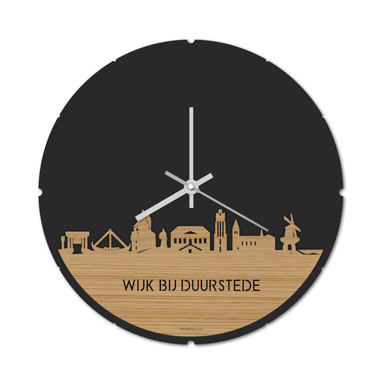 Skyline Klok Rond Wijk bij Duurstede Bamboe houten cadeau decoratie relatiegeschenk van WoodWideCities