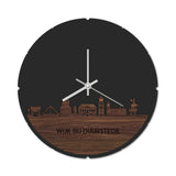 Skyline Klok Rond Wijk bij Duurstede Noten houten cadeau decoratie relatiegeschenk van WoodWideCities