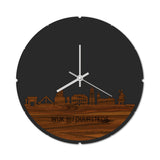 Skyline Klok Rond Wijk bij Duurstede Palissander houten cadeau decoratie relatiegeschenk van WoodWideCities