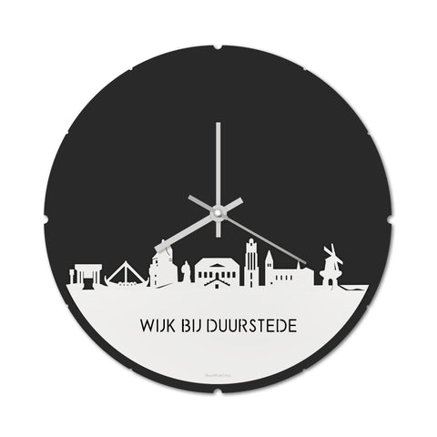 Skyline Klok Rond Wijk bij Duurstede Wit glanzend gerecycled kunststof cadeau decoratie relatiegeschenk van WoodWideCities