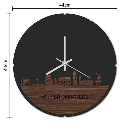 Skyline Klok Rond Wijk bij Duurstede Zwart glanzend gerecycled kunststof cadeau decoratie relatiegeschenk van WoodWideCities