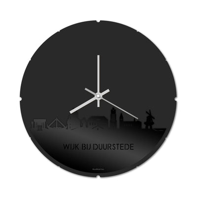 Skyline Klok Rond Wijk bij Duurstede Zwart Glanzend