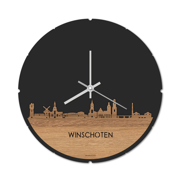 Skyline Klok Winschoten Eiken houten cadeau decoratie relatiegeschenk van WoodWideCities