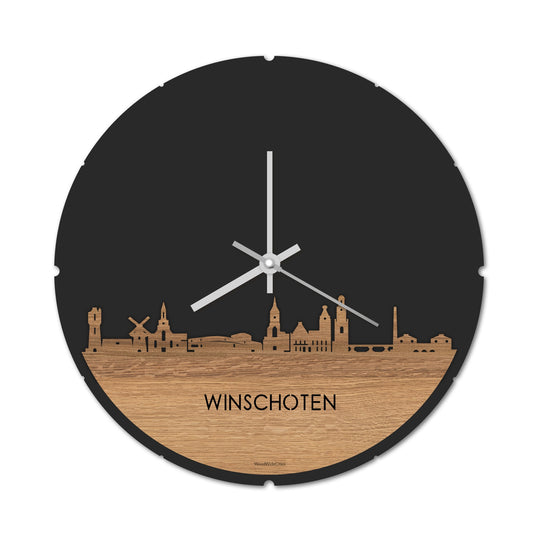 Skyline Klok Winschoten Eiken houten cadeau decoratie relatiegeschenk van WoodWideCities