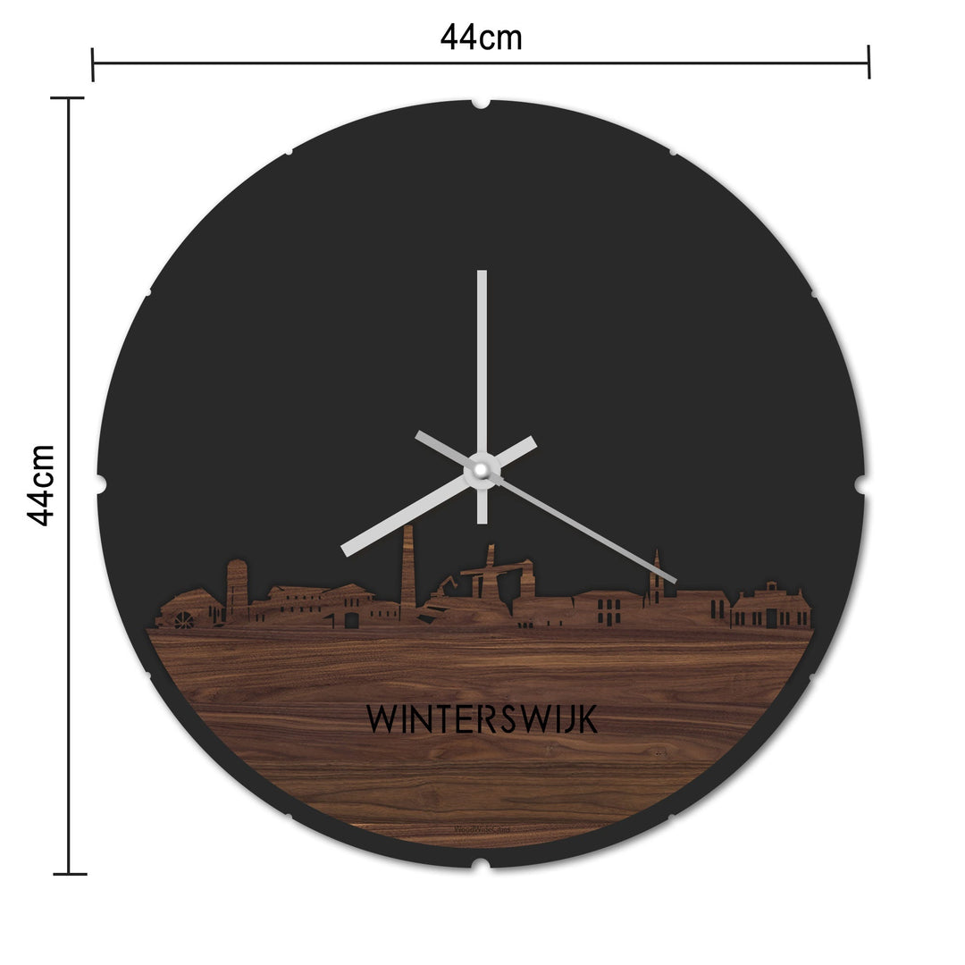 Skyline Klok Rond Winterswijk Metallic Goud gerecycled kunststof cadeau decoratie relatiegeschenk van WoodWideCities