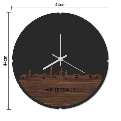 Skyline Klok Rond Winterswijk Wit glanzend gerecycled kunststof cadeau decoratie relatiegeschenk van WoodWideCities