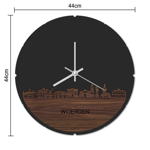 Skyline Klok Rond Woerden Wit glanzend gerecycled kunststof cadeau decoratie relatiegeschenk van WoodWideCities