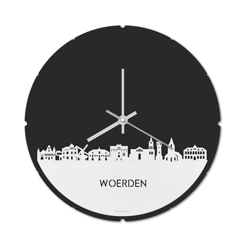 Skyline Klok Rond Woerden Wit glanzend gerecycled kunststof cadeau decoratie relatiegeschenk van WoodWideCities