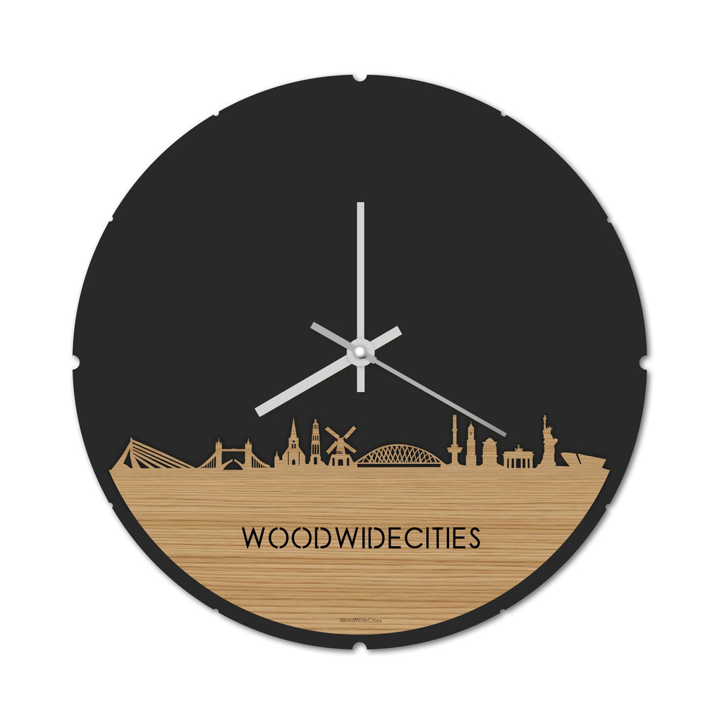 Skyline Klok Rond WoodWideCities Bamboe Bamboe  houten cadeau decoratie relatiegeschenk van WoodWideCities