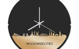 Skyline Klok Rond WoodWideCities Goud Metallic