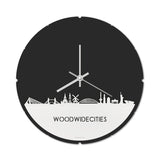 Skyline Klok Rond WoodWideCities Wit Glanzend