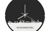 Skyline Klok Rond WoodWideCities Wit Glanzend