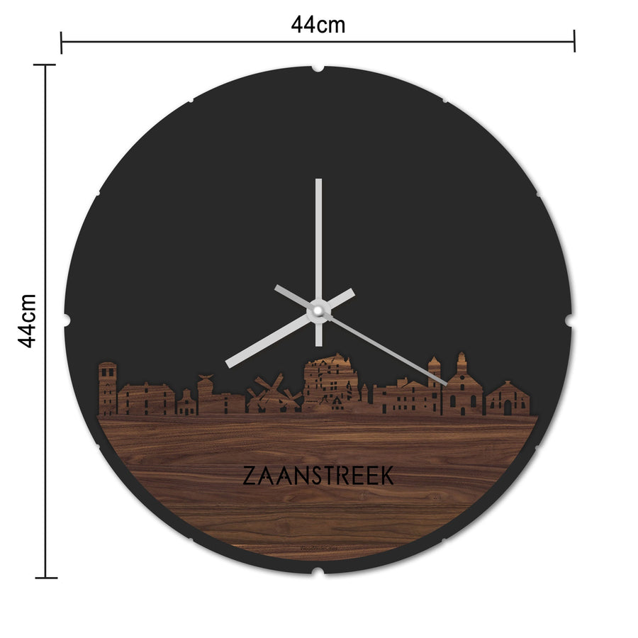 Skyline Klok Rond Zaanstreek Eiken houten cadeau decoratie relatiegeschenk van WoodWideCities