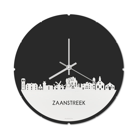 Skyline Klok Rond Zaanstreek Wit glanzend gerecycled kunststof cadeau decoratie relatiegeschenk van WoodWideCities