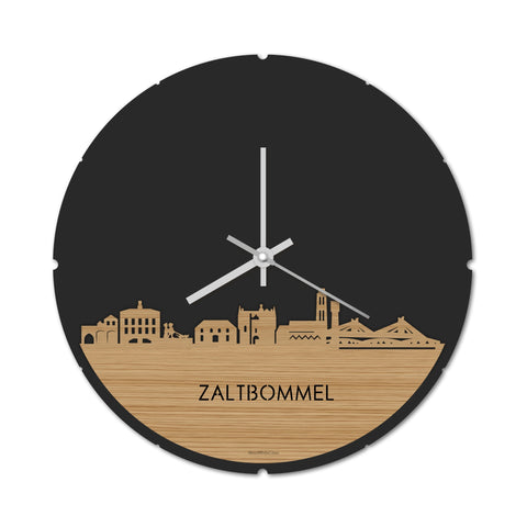 Skyline Klok Rond Zaltbommel Bamboe houten cadeau decoratie relatiegeschenk van WoodWideCities