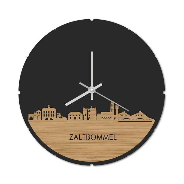 Skyline Klok Rond Zaltbommel Bamboe houten cadeau decoratie relatiegeschenk van WoodWideCities