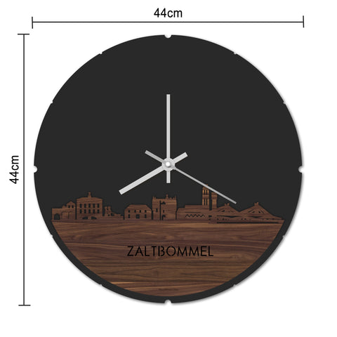 Skyline Klok Rond Zaltbommel Eiken houten cadeau decoratie relatiegeschenk van WoodWideCities