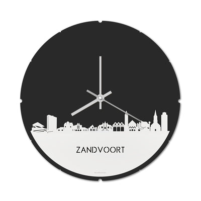 Skyline Klok Rond Zandvoort Wit Glanzend