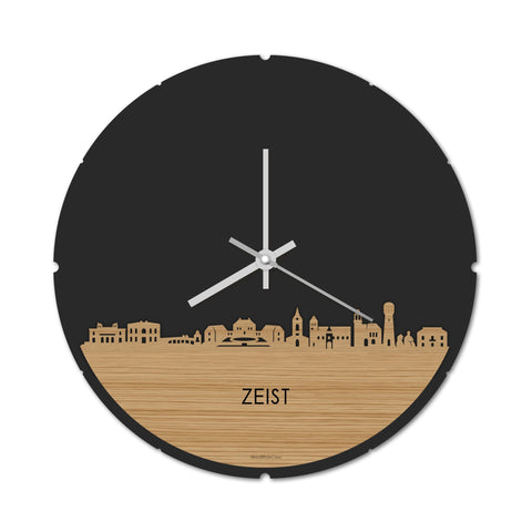Skyline Klok Rond Zeist Bamboe houten cadeau decoratie relatiegeschenk van WoodWideCities