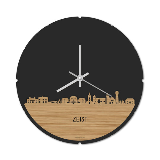 Skyline Klok Rond Zeist Bamboe houten cadeau decoratie relatiegeschenk van WoodWideCities