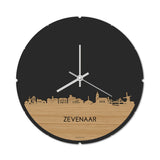 Skyline Klok Rond Zevenaar Bamboe houten cadeau decoratie relatiegeschenk van WoodWideCities