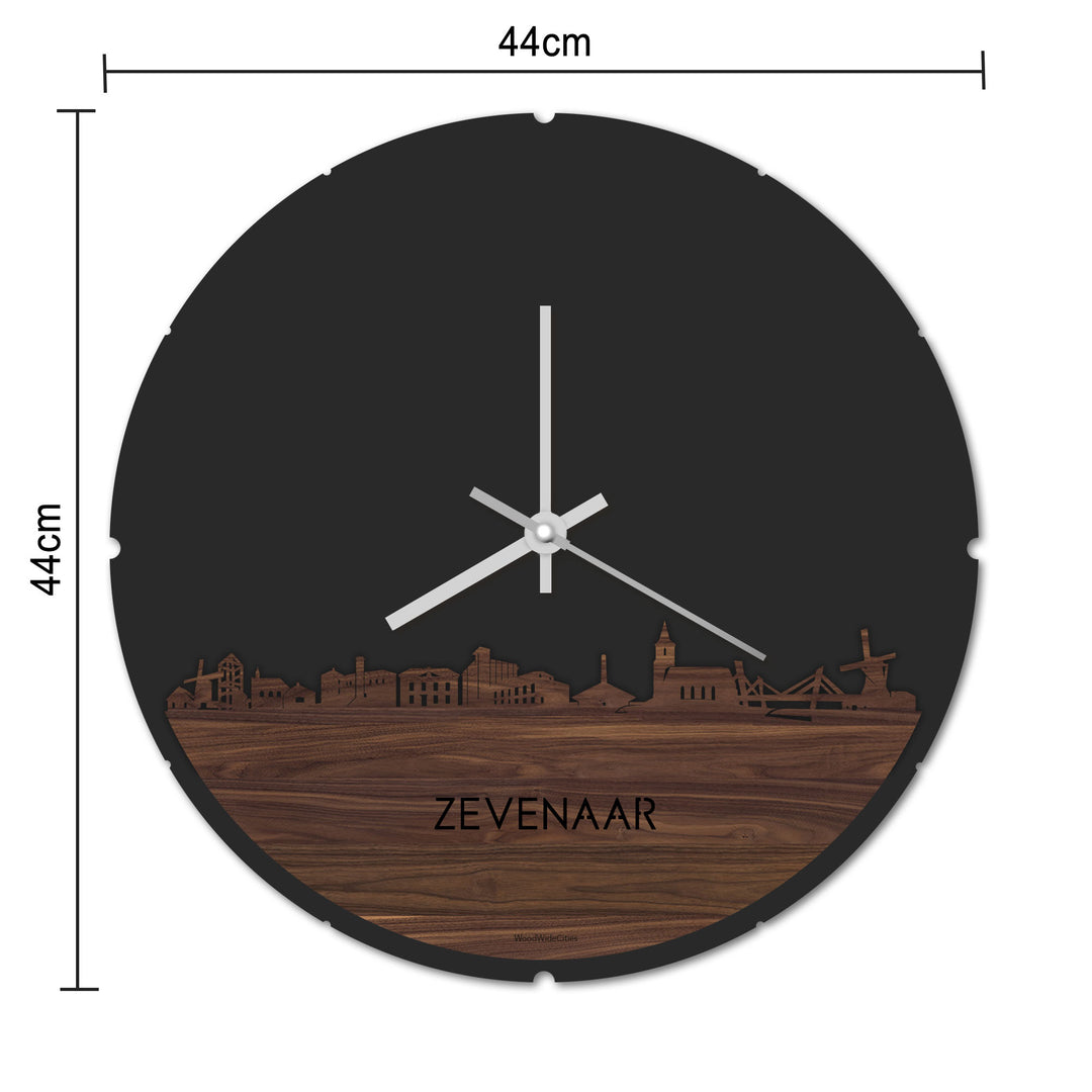 Skyline Klok Rond Zevenaar Palissander houten cadeau decoratie relatiegeschenk van WoodWideCities