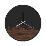 Skyline Klok Rond Zevenbergen Noten houten cadeau decoratie relatiegeschenk van WoodWideCities