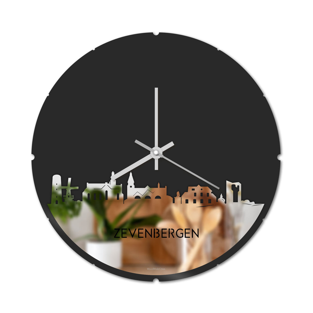 Skyline Klok Rond Zevenbergen Spiegel gerecycled kunststof cadeau decoratie relatiegeschenk van WoodWideCities