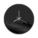 Skyline Klok Rond Zevenbergen Zwart glanzend gerecycled kunststof cadeau decoratie relatiegeschenk van WoodWideCities