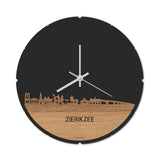 Skyline Klok Rond Zierikzee Eiken houten cadeau decoratie relatiegeschenk van WoodWideCities