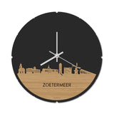 Skyline Klok Rond Zoetermeer Bamboe Bamboe  houten cadeau decoratie relatiegeschenk van WoodWideCities