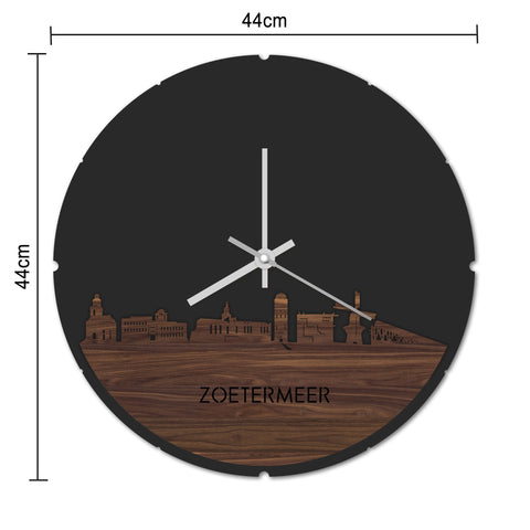 Skyline Klok Rond Zoetermeer Eiken houten cadeau decoratie relatiegeschenk van WoodWideCities