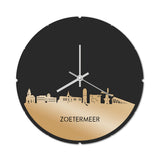Skyline Klok Rond Zoetermeer Metallic Goud gerecycled kunststof cadeau decoratie relatiegeschenk van WoodWideCities