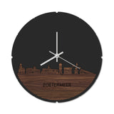 Skyline Klok Rond Zoetermeer Noten Noten  houten cadeau decoratie relatiegeschenk van WoodWideCities