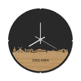 Skyline Klok Rond Zuidlaren Bamboe houten cadeau decoratie relatiegeschenk van WoodWideCities