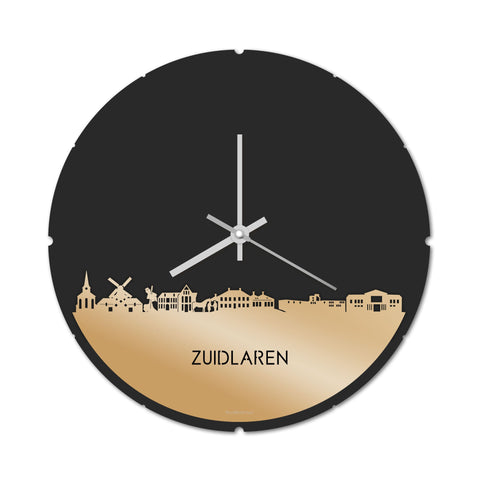 Skyline Klok Rond Zuidlaren Metallic Goud gerecycled kunststof cadeau decoratie relatiegeschenk van WoodWideCities