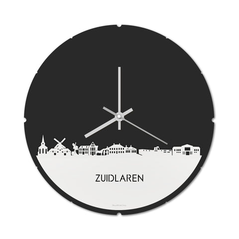 Skyline Klok Rond Zuidlaren Wit glanzend gerecycled kunststof cadeau decoratie relatiegeschenk van WoodWideCities